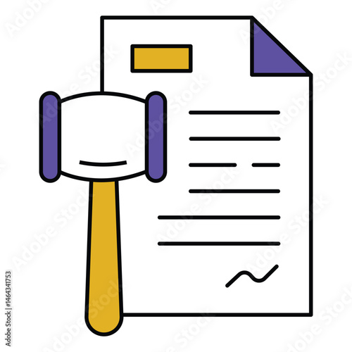 Justice System Contract Law Icon with Gavel vector design
