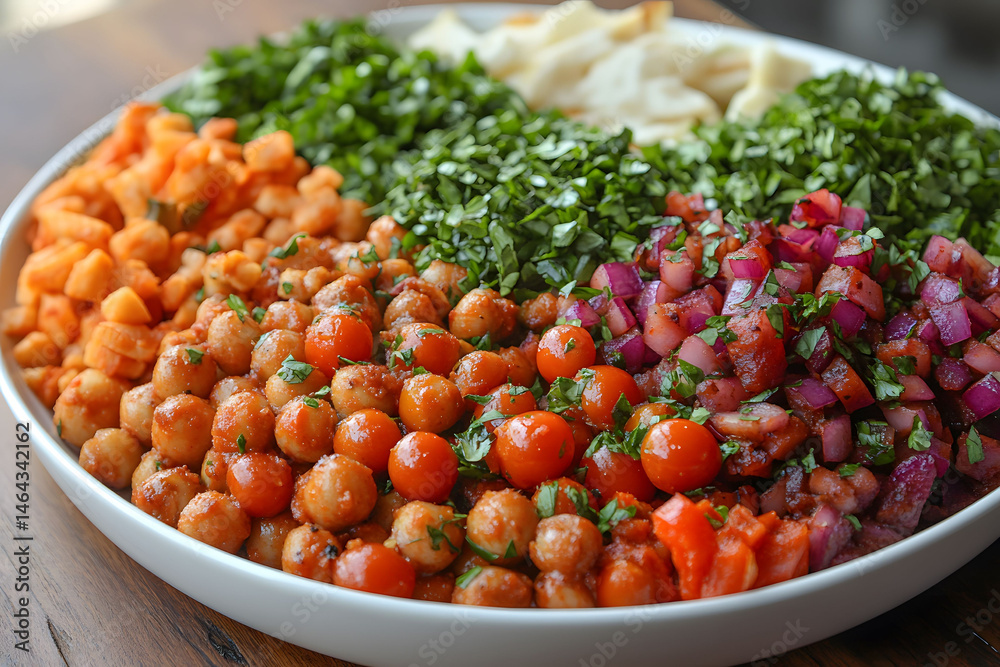 Vibrant Chickpea Salad with Fresh Vegetables and Herbs Perfect for Healthy Dining