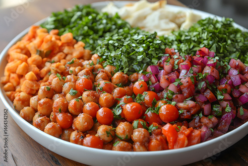 Vibrant Chickpea Salad with Fresh Vegetables and Herbs Perfect for Healthy Dining