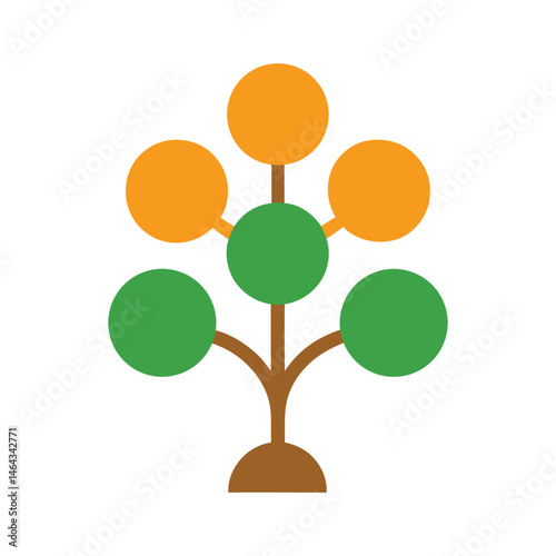 Orbs Forming Tree Flat Vector on White