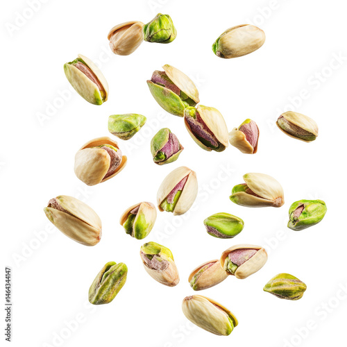 falling pistachio nuts Isolated on White Background