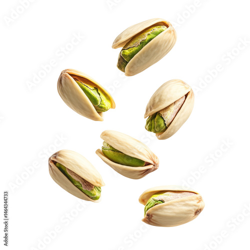 falling pistachio nuts Isolated on White Background