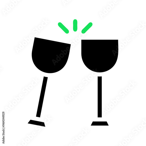 Celebration toast icon featuring stylized champagne glasses clinking together