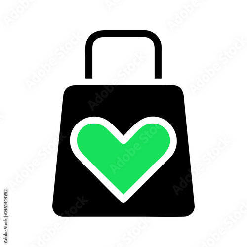 Minimalist shopping bag illustration with heart symbol for eco friendly retail