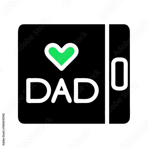 Stylized emblem expressing affection for a father figure with heart symbol