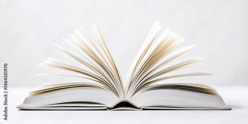 Fototapeta premium An open book with pages fanned out, symbolizing knowledge,