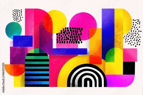 Abstract geometric shapes with vibrant colors patterns