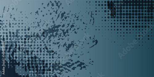 Stippled radial brush strokes. Grain dotted gradient collection. Grunge sprinkle spray texture. Dirty dust sand noise round elements. Splattered dotted overlay set. Blue splashed stains spots vector