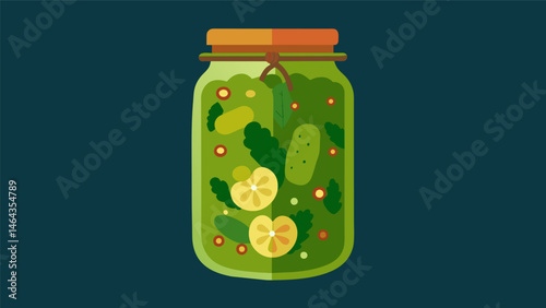 A jar of homemade pickles makes the perfect gift for anyone who loves unique and tangy snacks.. Vector illustration