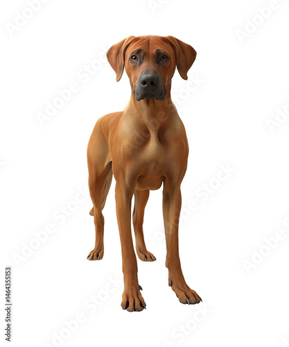 A cute brown dachshund puppy, a purebred canine pet, is sitting isolated on white