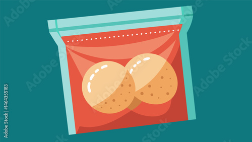 A pack of glutenfree rice cakes packaged in a reusable silicone bag with a ziplock closure perfect for snacking on the go or storing leftovers.. Vector illustration