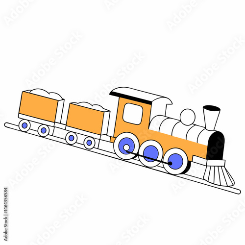 Cartoon train illustration with vibrant colors on a white background