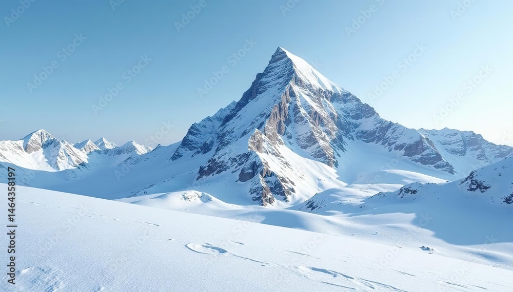 Snow-covered mountain peak, pristine white landscape , pure, winter wonderland Snow-covered mountain peak, pristine white landscape , pure, winter wonderland