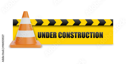 Under construction sign on white background, vector illustration