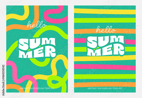abstract  squiggly bright green vertical set of  posters, flyers, backgrounds, doodle, juicy colours, vector 