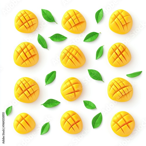 Mango slices and leaves (1)
