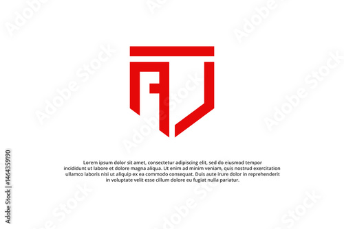 letter a j or j a shield minimal logo