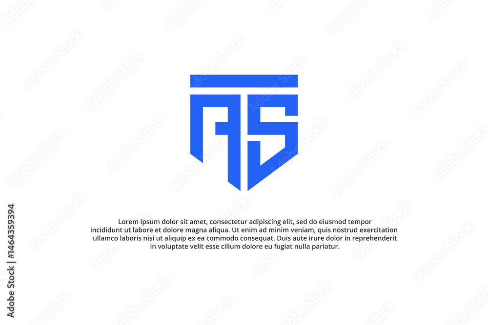 Fototapeta premium letter a s or s a shield minimal logo