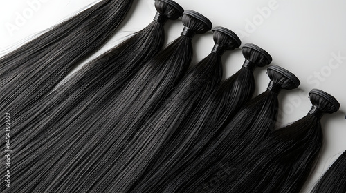 Obraz na płótnie multiple pieces clip in straight black human hair extensions w salonie