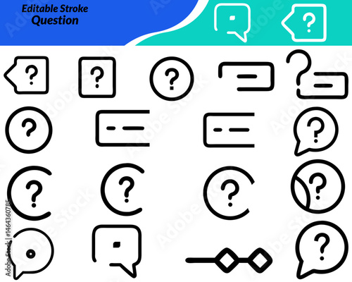 A Question Set icon pack with icons including question marks, thinking faces, chat bubbles, FAQs, support, and inquiry symbols—ideal for quizzes, help centers, apps, and presentations.