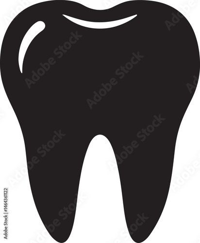 tooth silhouette, black and white silhouette, vector and illustration