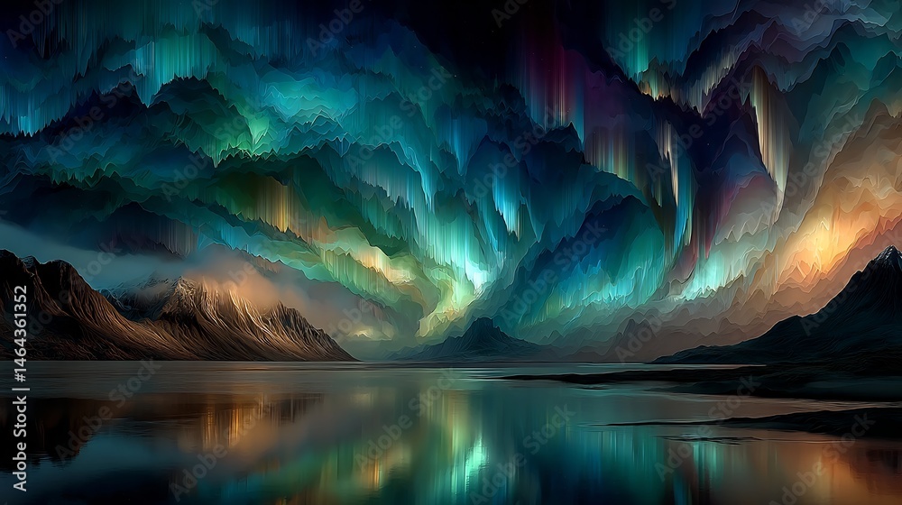 Fototapeta premium Ethereal Aurora Dreamlike Arctic Landscape.