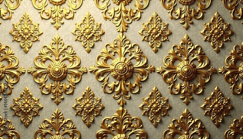 Intricate floral damask pattern in muted gold tones, home decor, gold, design
