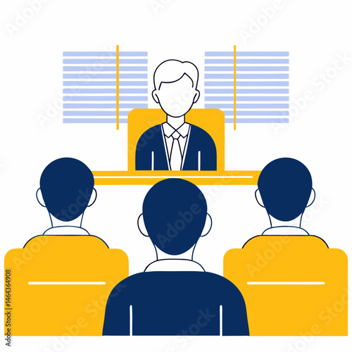 Business meeting with a speaker in front of three engaged listeners