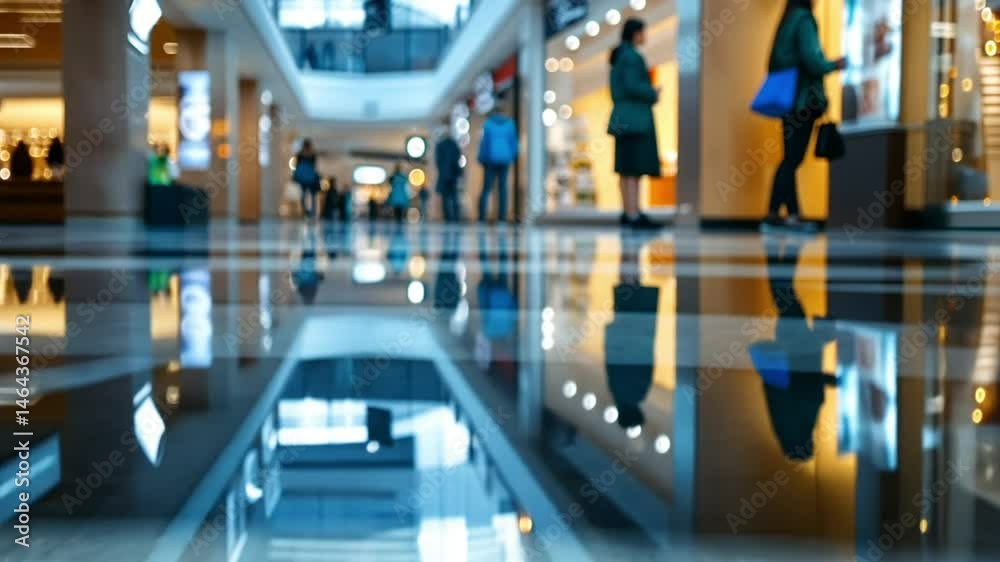 Reflective Mall Floor: A Blurred Shopping Experience Reflective Mall Floor: A Blurred Shopping Experience