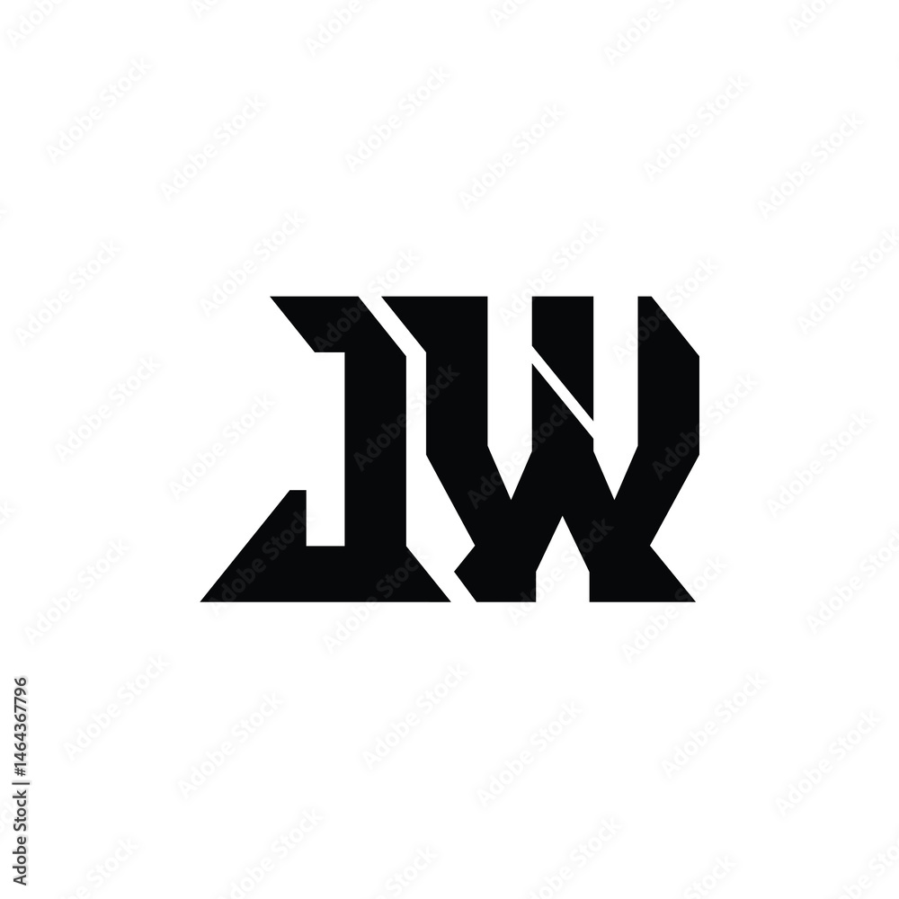 Obraz premium JW monogram logo design letter text name symbol monochrome logotype alphabet character simple logo