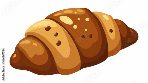 A flaky croissant filled with gooey chocolate hazelnut spread perfect for satisfying a sweet tooth.. Vector illustration