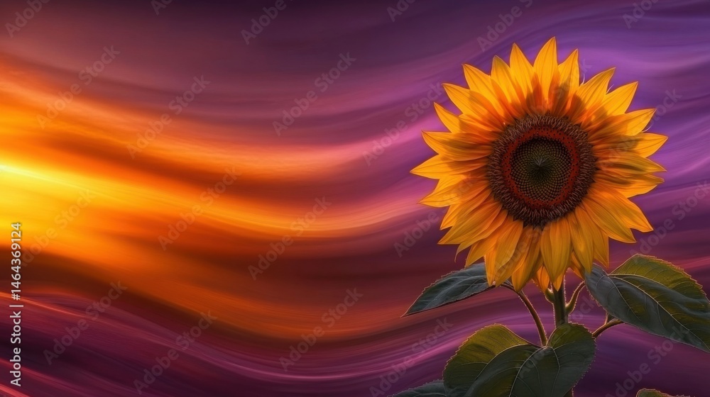 Obraz premium Majestic Sunflower at Sunset Vibrant Hues Warm Golden Tones Nature s Beauty