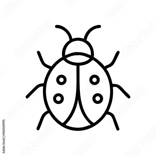 Simple line art of a ladybug on a white background  