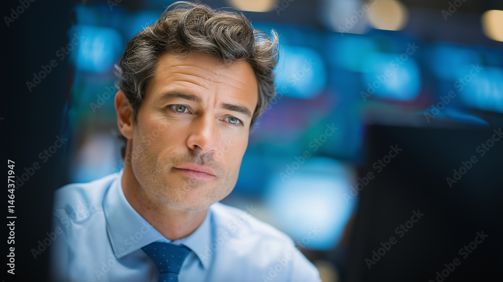 Obraz premium Corporate Finance Interaction on Trading Floor for Risk Management