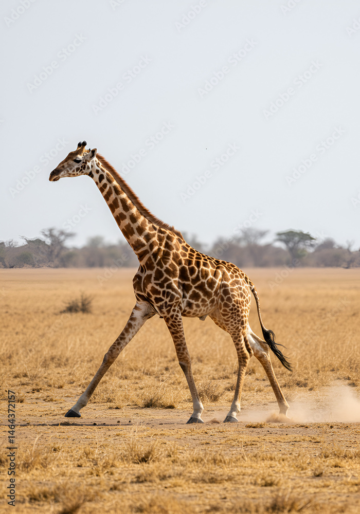 Obraz premium Giraffe walking in savanna