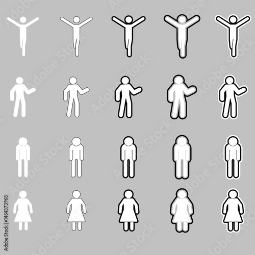 white Stickman stick man figure people stick figure stick silhouette human silhouette pictogram