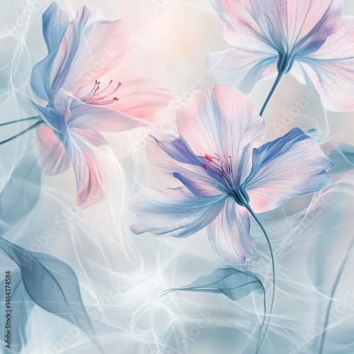 Elegant floral design with light blue and pink petals