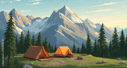 camping cartoon vector