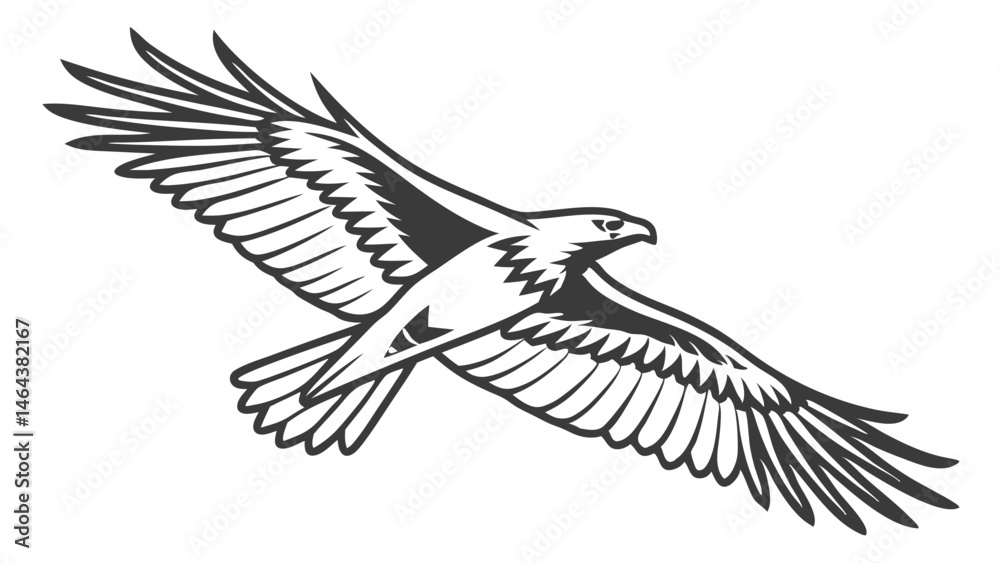 Obraz premium Bald eagle soaring gracefully against a minimalist background