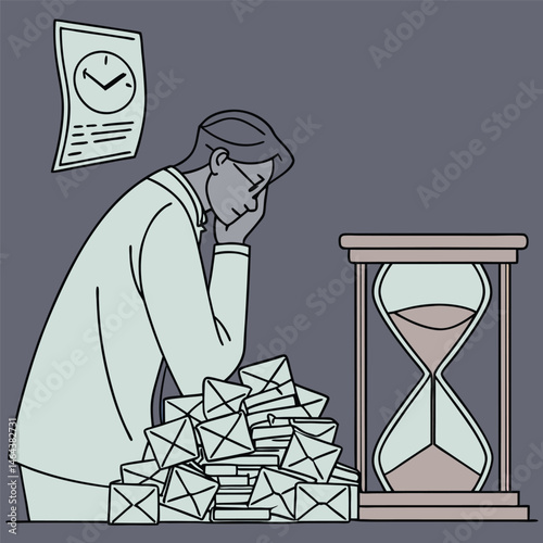 A Businessman’s Guilt: Wasted Time & Missed Opportunities – The Hourglass of Opportunity Vector Set