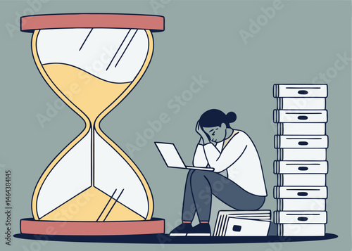 A Businessman’s Guilt: Wasted Time & Missed Opportunities – The Hourglass of Opportunity Vector Set