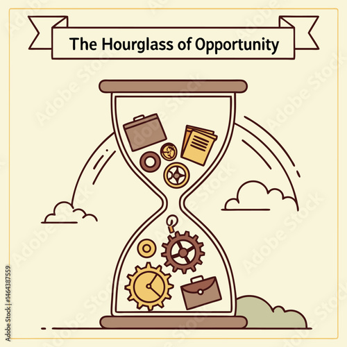 A Businessman’s Guilt: Wasted Time & Missed Opportunities – The Hourglass of Opportunity Vector Icon Set