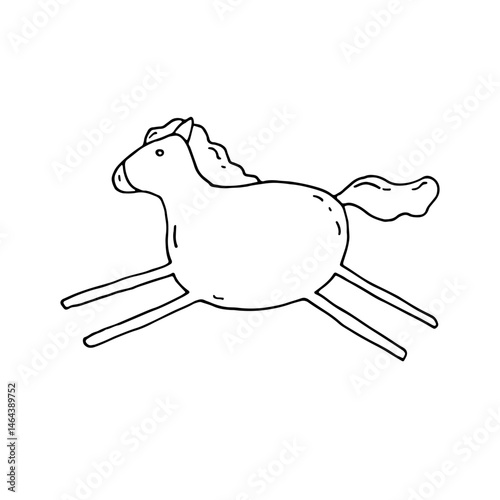 Horse, galloping steed. Doodle. Vector illustration. Hand drawn. Outline.
