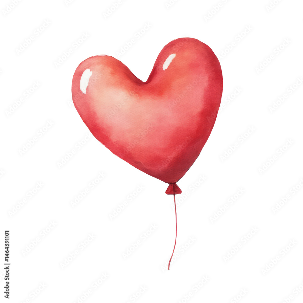 Heart-Shaped Balloon in Watercolor Style Heart-Shaped Balloon in Watercolor Style