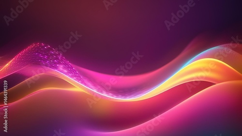 Abstract colorful waves of purple and pink flow with bright light, creating a smooth digital design