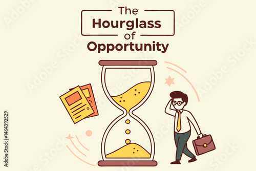 A Businessman’s Guilt: Wasted Time & Missed Opportunities – The Hourglass of Opportunity Vector Icon Set
