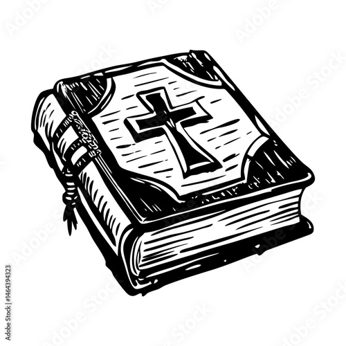 A glyph style illustration of a bible