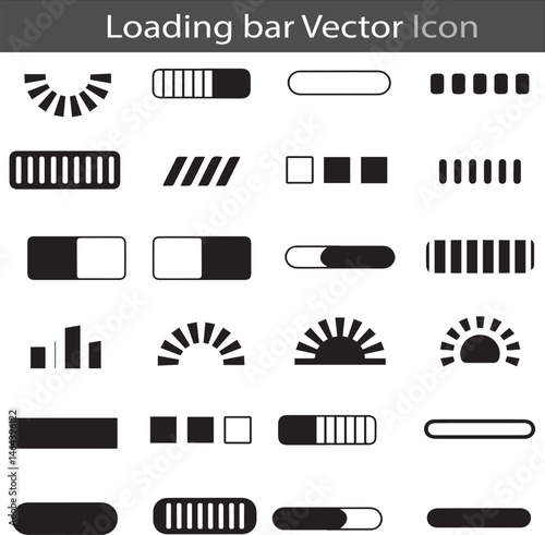 Loading bar silhouette flat icon collection set vector illustration
