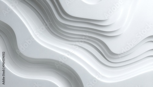 Obraz na płótnie Abstract layered white waves create a smooth, flowing 3D pattern with gentle curves and depth. w salonie