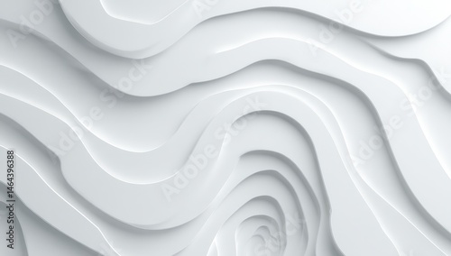 Obraz na płótnie Abstract layered white paper shapes create a flowing, topographic pattern with soft shadows and curved lines. w salonie
